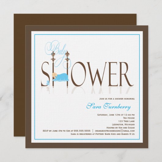 男の子のベビーシャワーの招待状-睡眠のベビー 招待状 (正面/裏面)