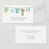 男の子のベビーシャワーの登録のエンクロージャカード 名刺 (正面/裏面)