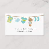 男の子のベビーシャワーの登録のエンクロージャカード 名刺 (正面)