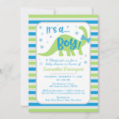 男の子のベビーシャワーの緑恐竜のカラフルの招待状 招待状 (正面)