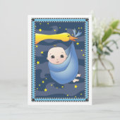 男の子のベビーシャワーの速達のこうのとりの束 招待状 (スタンド正面)