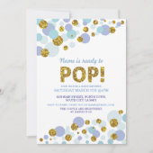 男の子のベビーシャワーの青い金ゴールドの招待をぽんと鳴らすために用意して下さい 招待状 (正面)