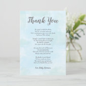 男の子のベビーシャワーは詩が付いているノート感謝していしています サンキューカード (スタンド正面)