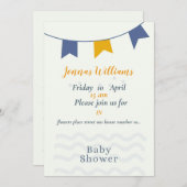 男の子のベビーシャワーカード、青いベビーシャワーカード 招待状 (正面/裏面)