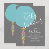 男の子のベビーシャワータッセルボホーバルーン招待状 招待状 (正面/裏面)