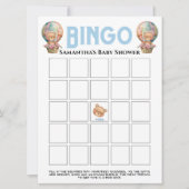 男の子のベビーシャワーテディーバルーンブルービンゴ 招待状 (正面)