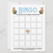 男の子のベビーシャワーテディ フラワーブルー ビンゴ招待状 招待状 (正面)