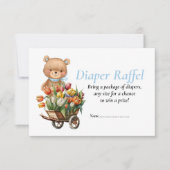 男の子のベビーシャワーテディ ルースチック フラワーディーパーレッフル 招待状 (正面)