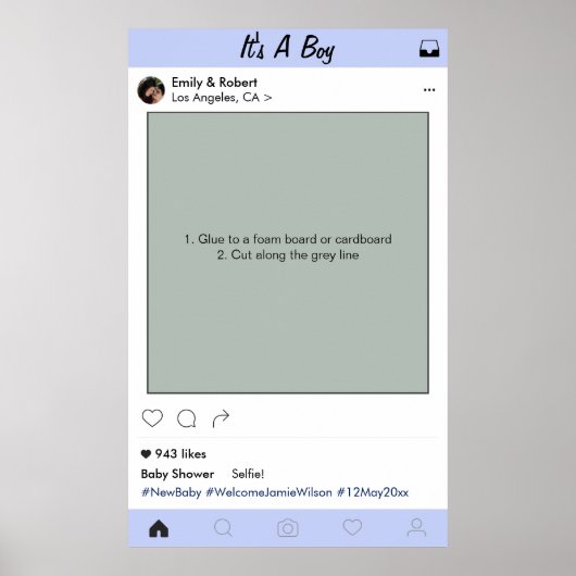 男の子のベビーシャワーパーティー小道具 フォトブースフレーム ポスター (正面)