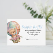 男の子のベビーシャワーブルーティディベア風船おむつラッフル 招待状 (スタンド正面)