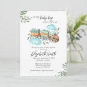 男の子のベビーシャワー招待状テンプレート 招待状 (スタンド正面)