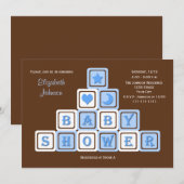 男の子のベビーシャワー招待状ブロック 招待状 (正面/裏面)