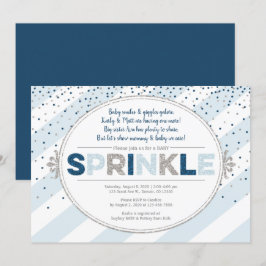 男の子のベビーシャワー招待状 ネイビーブルー シルバー 招待状