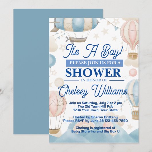 男の子のベビーシャワー招待状 招待状 (正面/裏面)