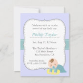 男の子のベビーシャワー-こうのとりはかわいい男の赤ちゃんを分娩します 招待状 (裏面)