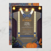 男の子のベビーシャワー　オータム　秋　ぼやけた麻のボディスーツ 招待状 (正面/裏面)