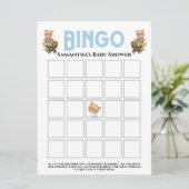 男の子のベビーシャワー テディ フラワーブルー ビンゴ招待状 招待状 (スタンド正面)