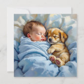 男の子のベビーシャワー | 子犬のテーマ 招待状 (正面)