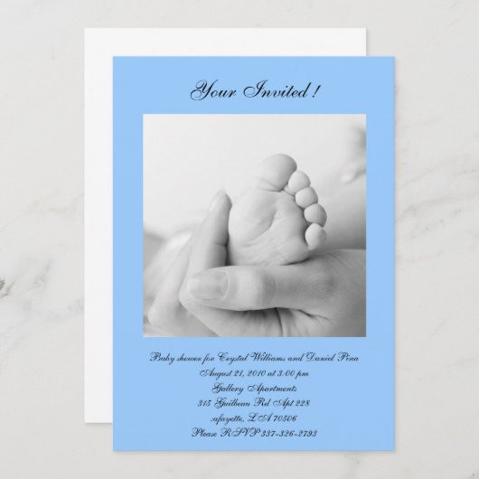 男の子のベビーシャワー 招待状 (正面/裏面)