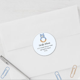 男の子のベビーシャワー 青いクマ 返送先住所 ラウンドシール