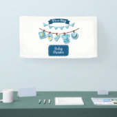 男の子のベビーシャワー 1.6x3 ビニールバナー 横断幕 (トレードショー)