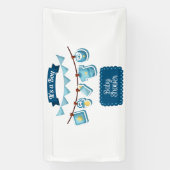 男の子のベビーシャワー 1.6x3 ビニールバナー 横断幕 (縦)