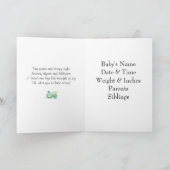 男の子のベビーパーソナライズされた発表 招待状 (内部)
