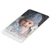 男の子のベビー写真ブルーこんにちは誕生のお知らせ マグネット (左側)