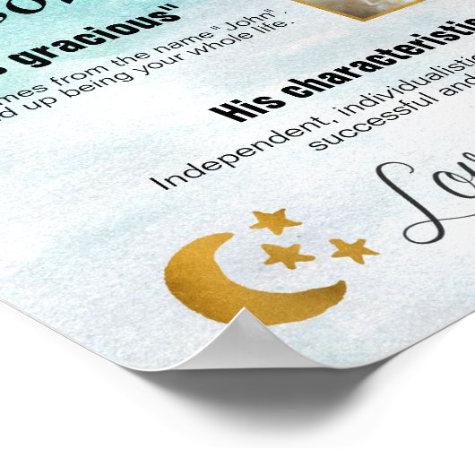 男の子のベビー名モダン写真の愛を月へ ポスター (角)