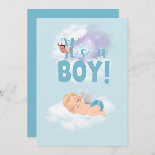 男の子のベビー告知カード 案内状 (正面/裏面)