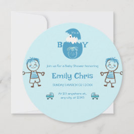 男の子のベビー性別の表示パーティー 招待状