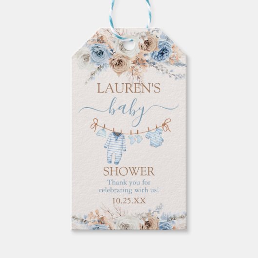 男の子のベビー服 赤ちゃんのシャワー ギフトタグ (正面)