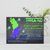 男の子のペイントボールの誕生日の招待状 招待状 (スタンド正面)