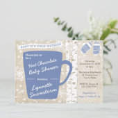 男の子のホットチョコレートバー スノーフレーク ベビーシャワー 招待状 (スタンド正面)