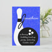 男の子のボーリングをする誕生日のパーティの招待状 招待状 (スタンド正面)