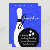 男の子のボーリングをする誕生日のパーティの招待状 招待状 (正面/裏面)