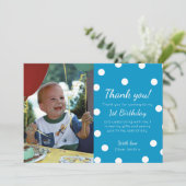 男の子のポルカの点々のあるな誕生日のサンキューカード サンキューカード (スタンド正面)