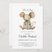 男の子のマウスベイビーシャワーギフト 招待状 (正面/裏面)