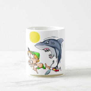 男の子のマグを追跡している鮫 コーヒーマグカップ