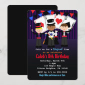 男の子のマジックショー 魔法の誕生日パーティー招待状 招待状 (正面/裏面)
