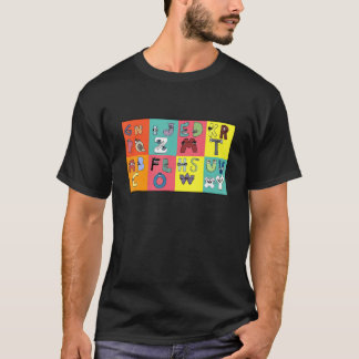 男の子のマッチングのためのアルファベットの学伝承の衣装 Tシャツ