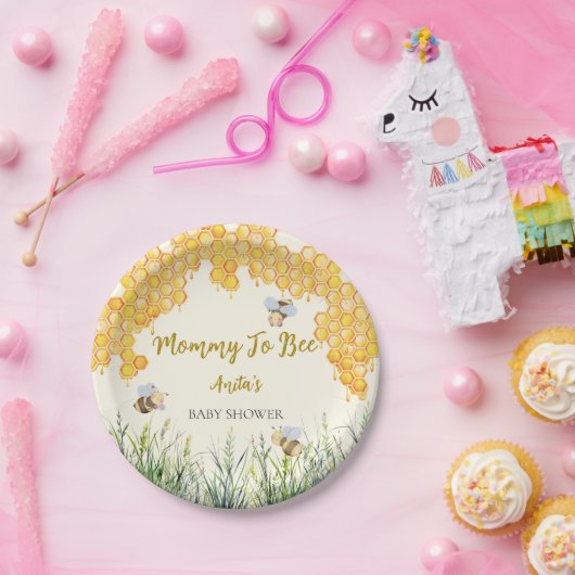 男の子のママに可愛い(昆虫)マルハナバチ赤ちゃんシャワー ペーパープレート (パーティー)