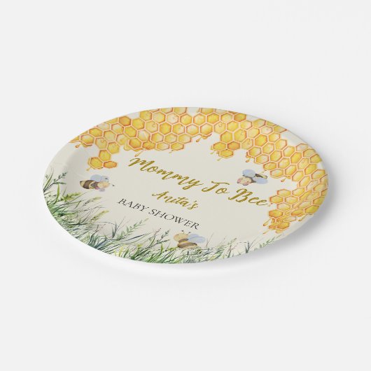 男の子のママに可愛い(昆虫)マルハナバチ赤ちゃんシャワー ペーパープレート (アングル)