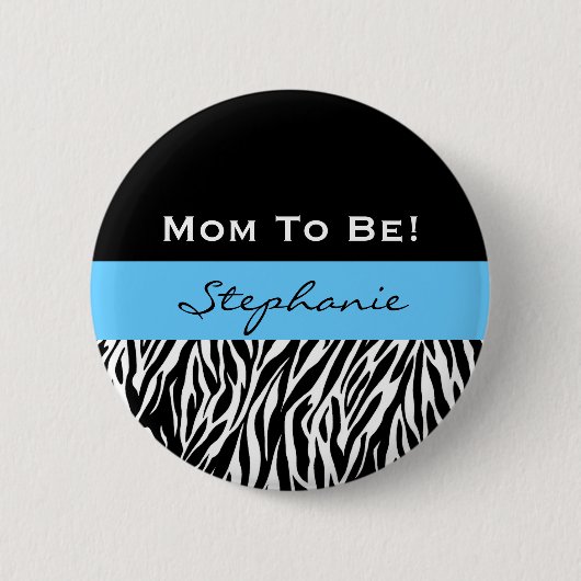 男の子のモダンなシマウマのプリントのためのベビーシャワー 缶バッジ (正面)