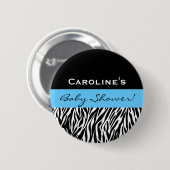 男の子のモダンなシマウマの名前をカスタムするのためのベビーシャワー 缶バッジ (正面&裏面)