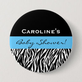 男の子のモダンなシマウマの名前をカスタムするのためのベビーシャワー 缶バッジ