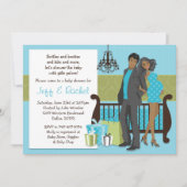 男の子のモダンカップルベビーシャワー招待状 招待状 (正面)