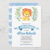 男の子のライオンのベビーシャワーの水彩画の招待状 招待状 (正面/裏面)