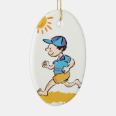 男の子のランニング間はだしで セラミックオーナメント (右)