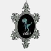 男の子のリングや輪ベアラーTレックス恐竜の結婚式パーティギフト スノーフレークピューターオーナメント (左)